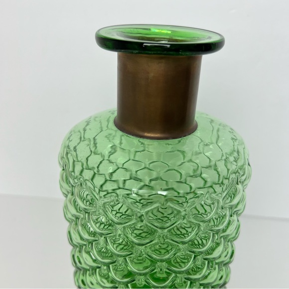 Vintage Accents Vintage Green Bubble Glass Brass Neck Vase 5 X 1